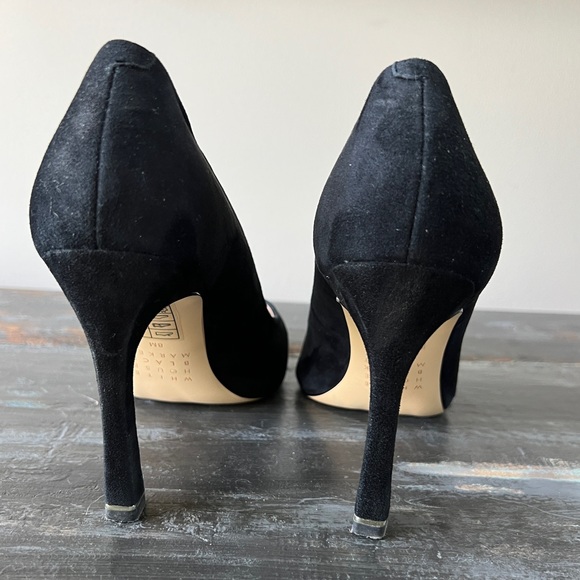 WHBM sz 8 Black, Suede Pumps with curved heel. Like new!!! - Picture 4 of 10